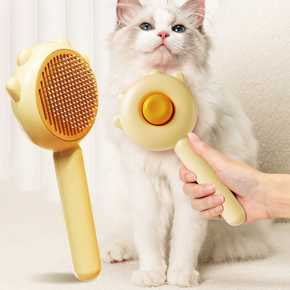 One Click Self Cleaning Pet Brush - Deshedding Grooming Tool for Cats & Dogs