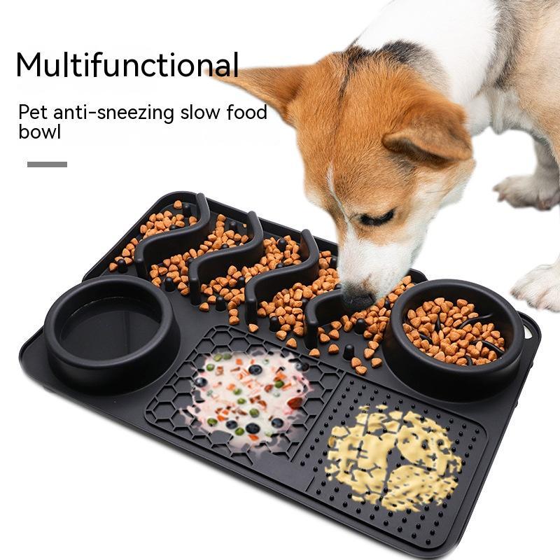 Multifunctional Pet Slow Feeder Bowl + Lick Mat + Snuffle Pad - Anti Anxiety